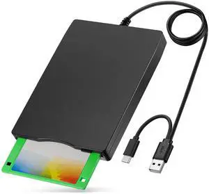 _Mega Brand External USB 3.5-inch USB Floppy Disk Reader 1.44 MB FDD Portable Floppy Disk for PC Laptops Windows/XP/7/8/10/11 Plug and Play (Black)