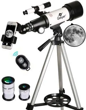 _Mega Brand Telescope, 70mm Aperture 400mm AZ Mount Astronomical Refracting Telescope for Kids Beginners - Travel Telescope with Carry Bag, Phone Adapter and Wireless Remote.