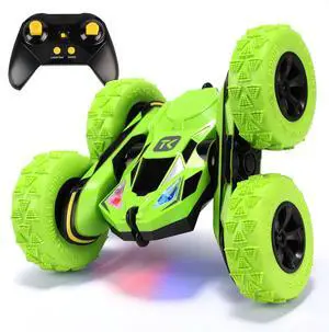_Mega Brand RC Stunt Cars Remote Control Car Double-Sided Driving 360-degree Flips Rotating Car Toy, Green