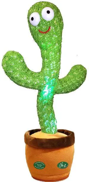 _Mega Brand Dancing Talking Cactus Mimicking Toy,Talking Repeat Singing Sunny Cactus Toy 120 Pcs Songs for Baby 15S Record Your Sound Sing+Dancing+Recording+LED