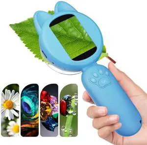 _Mega Brand Microscope for Kids, Digital Microscope, 2Inch IPS Screen Kids Miniscope with 8Led Lights, Portable Mini Scope Kids Educational Science Toys, Birthday Chrismas for Age 3-12 Years[Blue]