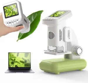 _Mega Brand 1200X Microscope for Kids with 2 inch Screen STEM Digital Science Kit Rechargeable Handheld Zoom 32GB SD Card Slides Photo and Video Gift for Kids Ages 6 to 12 (Green)