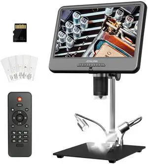 _Mega Brand JL210 10.1'' Digital Microscope, Soldering Microscope, Coin Microscopes Full View for Error Coins, 1080P Electronics Microscopes Camera, Biological Slides Kit, 12.6" Stand, 32GB
