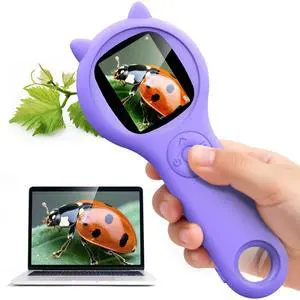 _Mega Brand Microscope for Kids - Mini Pocket Handheld Microscope for Toddlers-STEM Educational Science Kit Toys for Christmas Birthday Gifts Toys for 5 6 7 8 9 10 11 12 Year Old GirlsPurple