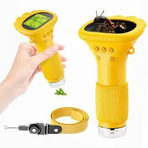 _Mega Brand Portable Digital Microscope for Kids, Pocket Handheld Microscope Camera with 2'' Inch Screen, Educational Science Christmas Birthday Gifts for Age 3 4 5 6 7 8 9 10 11 12 Girls Boys-Orange