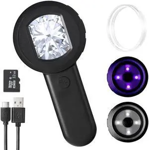 _Mega Brand Digital Magnifying Glass, 100X Digital Magnifier with Screen & 8 LED Lights, Kids Handheld Microscope for Jewelers loupe and Coin Collectors (32GB TF Card,Compatible Mac/PC)