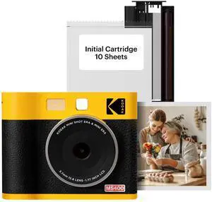 _Mega Brand Mini Shot 4 ERA 4PASS 2-in-1 Instant Camera and Photo Printer (4x4) (Yellow, Camera + 10 Sheets)