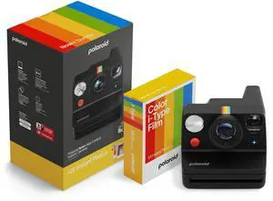_Mega Brand Now+ 3rd Generation I-Type Instant Camera + Film Bundle - Now+ Bluetooth App Controlled Black Camera + 16 Color Photos (6562)