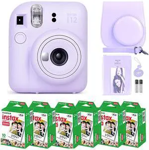 _Mega Brand Instax Mini 12 Camera with _Mega Brand Instant Mini Film (60 Sheets) Bundle with Deals Number One Accessories Including Carrying Case, Photo Album, Stickers (Lilac Purple)
