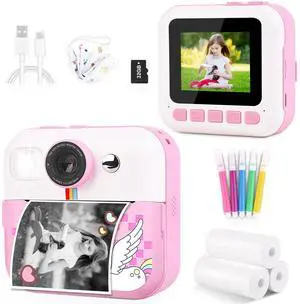 _Mega Brand Kids Instant Print Camera, Upgrade Digital Camera for Toddlers Ages 3-12, 1080P HD Video Recorder with 32GB SD Card, 2.4" Screen, Birthday Gifts for 6-10 Year Old Girls Boys