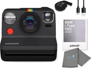 _Mega Brand Gen 2 Now I-Type Instant Film Camera - Black Bundle with a B&W i-Type Film Pack (8 Instant Photos) and a Cleaning Cloth