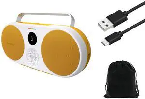 _Mega Brand P3 Music Player  Powerful Retro Portable Bluetooth Speaker with Big Sound, Rechargeable Battery, Dual Stereo Pairing, 3.5mm Aux Input, FM Radio, W/Pouch and Extra Charging Cable (Yellow)