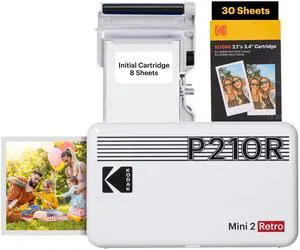 Mini 2 Retro 4PASS Portable Photo Printer, 2.1x3.4 inches, 38 Sheets Bundle, White