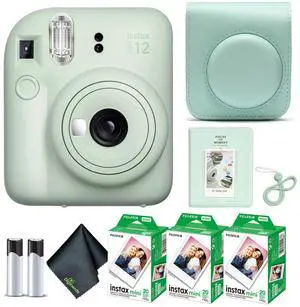 _Mega Brand Instax Mini 12 Instant Camera Mint Green Bundle with Fuji Instax Mini Film Value Pack (60 Sheets) + Protective Carrying Case + Photo Album + Microfiber Cleaning Cloth