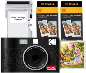 _Mega Brand Mini Shot 2 ERA 4PASS 2-in-1 Instant Camera and Photo Printer (Black, Camera + Initial 8 Sheets + 60 Sheets)