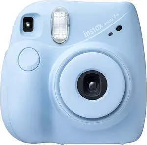 _Mega Brand Instax Mini 7+ Camera, Easy to Operate, Portable, Handy Selfie Mirror, Polaroid Camera, Perfect for Beginners and Experts, Sleek and Stylish Design - Light Blue