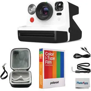_Mega Brand Now 2nd Generation I-Type Instant Film Camera Bundle with _Mega Brand Color Film for I-Type (6000), Protective Carrying Case, Lens Cleaning Cloth (Black & White)