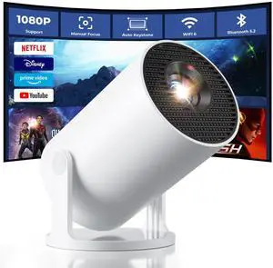 _Mega Brand Mini Projector with WiFi and Bluetooth - Built-in Apps, Smart Portable Projector with 180° Rotation, Auto Keystone, Support 1080P, Compatible with HDMI/USB/TV Stick/Smartphone/Laptop