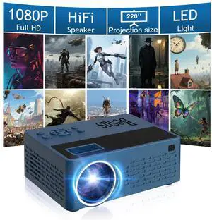 _Mega Brand Smart support for 4K projectors,Comes with a mini stand ,Mini Projector with Stereo Speaker,1080P Full HD Portable Projector, Compatible with TV Stick Smartphone/ pc/USB (No Apps)