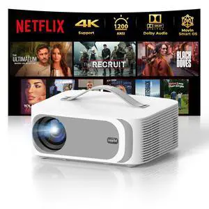 _Mega Brand [AI Movin 2.0 System/1200 ANSI/Auto Focus] Projector-4K with WiFi 6 and Bluetooth, 30W DoIby Audio APPS Built-in Outdoor-Projector,1080P Smart Portable Proyector with HDR10+ 2025 Upgraded