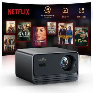 _Mega Brand Projector with WiFi and Bluetooth, Mini-Projector: [For Netflix & AI Auto-Setup System & Live TV& 1000ANSI & 800+Built-inApps &Browser],_Mega Brand L03Pro 1080P Smart Portable-Outdoor