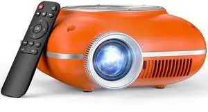_Mega Brand Mini Projector with Two -Way Bluetooth, Portable Projector for Home Theater Use, Support 1080P for Outdoor Projector/Movie Projector Compatible with HDMI, USB, Laptop, TV Stick (Orange)
