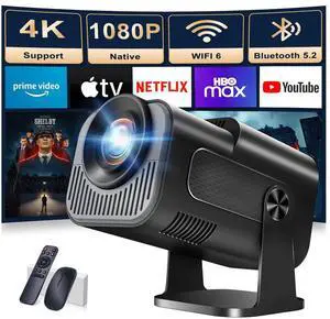 _Mega BrandBuilt-in AppsProjector 1080P Full HD,4K Projector with 180° Rotation,Portable Projector WiFi 6&Bluetooth 5.2 Support,Featuring Auto Keystone Correction,HDMI,Connectivity Projector Black