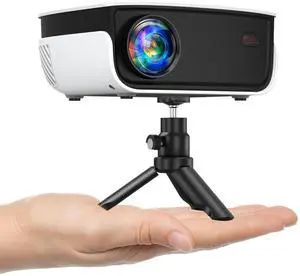 Mini Projector,  Portable Outdoor Movie Projector with Tripod, 1080P and 200" Supported Small Projector Compatible with TV Stick, Phone, PS5, HDMI, USB for Home, Bedroom, Gaming, Outdoor Use