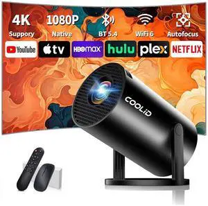 _Mega Brand, Support 4K 1080P Portable Projector with Bidirectional WIFI6 5G and Bluetooth5.4, 270° Rotatable, Auto Keystone Correction, 35"-130" Video Projecto Compatible with HDMI/USB/Phone-Black
