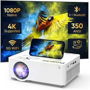 _Mega Brand Native 1080P Projector with 5G WiFi Bluetooth, 4K Supported Home Projector, Portable Outdoor Projector with Max 300" Display, Movie Projector Compatible with TV Stick, HDMI, Phone
