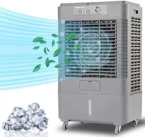 _Mega Brand 37" Evaporative Air Cooler 3000 CFM, 8 Gal Water Tank, 3 Speeds, Oscillating Cools up to 720 Sq. ft, Portable Industrial Swamp Water Cooler for Outdoor Commercial Factory - Gray