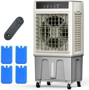 _Mega Brand Windowless Swamp Cooler,3 in 1 Evaporative Portable Air Conditioner with Remote,Cooling Fan Ac Unit,3 Speed,24H Timer,5.3 Gal Water Tank,4 Ice Box for Garage,Bedroom Home Office Outdoor