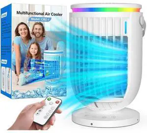 _Mega Brand Portable AC Unit Air Cooler with 4 in 1 Humidifier Fan Conditioner,AI Portable Air Conditioners Fan,Evaporative Mini Room Air Conditioner with 1500MLs,3 Speed AC Portable for Room Office