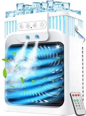 _Mega Brand Portable Air Conditioners, 3 Speeds, 3 Mist Settings, 40oz Large Water Tank, 2~8h Timer & 7-color Ambient Lights, Air Conditioner Portable, Personal Small Mini Air Cooler for Room Bedroom