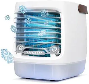 _Mega Brand 2.0 Evaporative Air Cooler for Room - 4-Speed Mini Portable Swamp Coolers with Humidifier | Indoor Personal Cooling Unit In Bedroom,Home Office,and Camping | USB- Rechargeable,Easy Setup