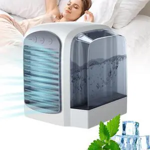 _Mega Brand 2025 Breezy Comfort AC,Upgraded Portable Mini Air Conditioner, 3 Quiet Speeds Evaporative Air Cooler Small Ac for Home Office Travel(USB POWER)