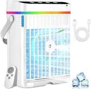 _Mega Brand Portable Air Conditioners, Mini Air Conditioner Portable, Air Cooling Fan Evaporative Air Cooler Fan with 3 Speeds & 1-3H Timer, Aire Acondicionado Portatil for Bedroom Room Office Desk