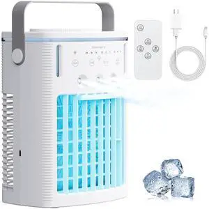 _Mega Brand 1000ml Portable AC Unit with Remote Control,Powerful 3 Speeds 7 Colors LED Evaporative Air Cooler with Timer,Personal Mini Air Conditioner Portable for Room Office Bedroom