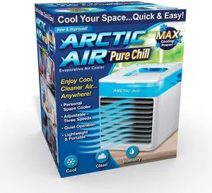 _Mega Brand Pure Chill Evaporative Air Cooler By Ontel - Powerful 3-Speed Personal Space Cooler, Quiet, Lightweight And Portable For Bedroom, Office, Living Room & More