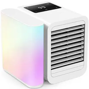 _Mega Brand Portable Air Conditioner Cooling Fan: Evaporative Mini Air Cooler with   - USB Personal Air Cooler Desktop Ac Unit for Room Office Home (Blow White)