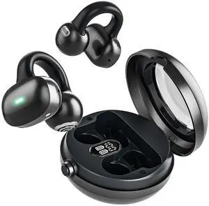 _Mega Brand Bluetooth 5.4 Clip On Headphones, 40H Playtime Wireless Stereo Earbuds with LED Digital Display, Lightweight Stylish Open Ear Buds for Daily Use, Commuting and Travel