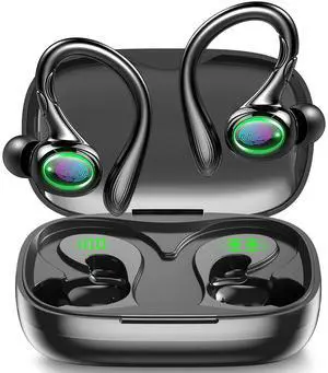 _Mega Brand Wireless Earbuds, 60H Playback Bluetooth 5.3 Headphones,Noise Cancelling Wireless Headphones with LED Battery Display,Mics Clear Call, IPX7 Waterproof Bluetooth Earbuds for Workout Sports