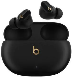 _Mega Brand Studio Buds + | True Wireless Noise Cancelling Earbuds, Enhanced Apple & Android Compatibility, Built-in Microphone, Sweat Resistant Bluetooth Headphones, Spatial Audio - Black/Gold