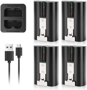 _Mega Brand 4-Pack Replacement Li-ion Battery 3.65V 6040mAh with Charger Station for Ring-Doorbell Camera 2/3/4, Stick Up Cameras and Spotlight Cam for Indoor/Outdoor Use