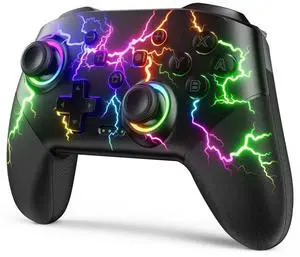 _Mega Brand Switch Controllers Compatible with Switch/Lite/OLED/PC Windows, 1000mAh Programmable RGB Lightning LED, Wireless Pro Controller with One Key Pairing/Wake Up/Turbo/Vibration