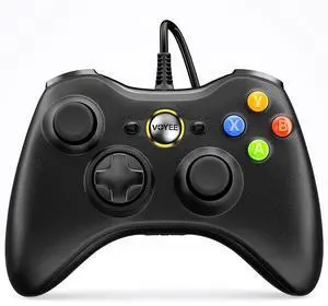 _Mega Brand PC Controller, Wired Controller Compatible with Microsoft Xbox 360 & Slim/PC Windows 10/8/7, with Upgraded Joystick, Double Shock | Enhanced (Black)