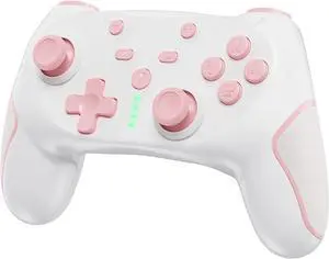 _Mega Brand Wireless Pro Controller for Switch/Switch Lite/Switch OLED, wireless controller for switch with 2 back buttons, 3-level TURBO adjustable (Pink)