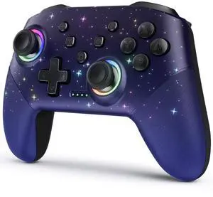 _Mega Brand Switch Controller, LED Star Wireless Pro Controllers Compatible with Lite/OLED, Multi-Platform Windows PC with 9 Colors Colorful RGB Lights/Programmable/Vibration/Turbo/Wakeup