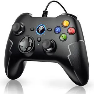 _Mega Brand Wired Gaming Controller,PC Game Controller Joystick with Dual-Vibration Turbo and Trigger Buttons for Windows PC/ PS3/ Android TV Box/Tesla(Black)