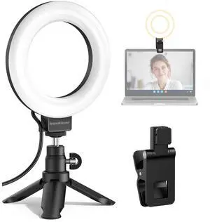 _Mega Brand 5" 60 LED Selfie Ring Light for Video Conference Lighting, On-Camera Video Lights Desktop Clip on Webcam Light Kit with Desk Tripod for Monitor Laptop Computer Zoom Call Live Streaming